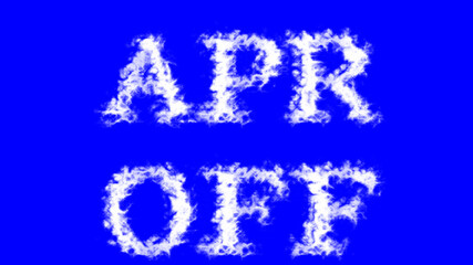 Apr Off cloud text effect blue isolated background. animated text effect with high visual impact. letter and text effect. 