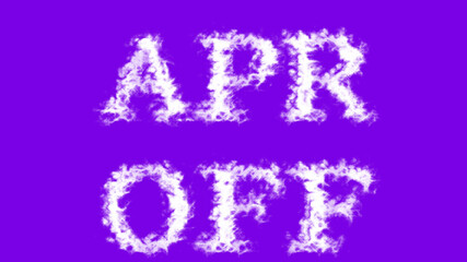 Apr Off cloud text effect violet isolated background. animated text effect with high visual impact. letter and text effect. 