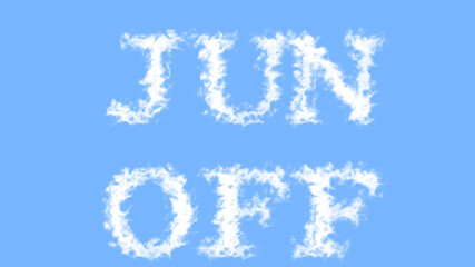Jun Off cloud text effect sky isolated background. animated text effect with high visual impact. letter and text effect. 