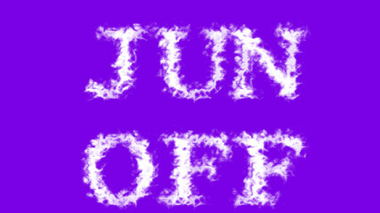 Jun Off cloud text effect violet isolated background. animated text effect with high visual impact. letter and text effect. 