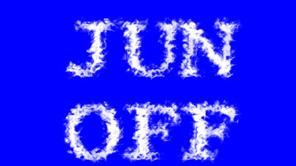 Jun Off cloud text effect blue isolated background. animated text effect with high visual impact. letter and text effect. 