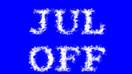 Jul Off cloud text effect blue isolated background. animated text effect with high visual impact. letter and text effect. 