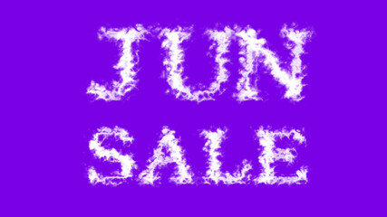 Jun Sale cloud text effect violet isolated background. animated text effect with high visual impact. letter and text effect. 