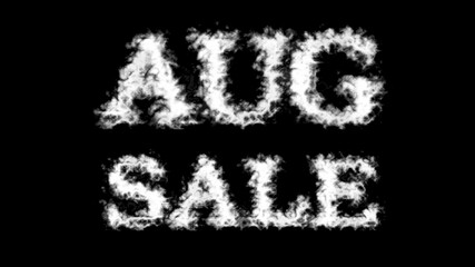 Aug Sale cloud text effect black isolated background. animated text effect with high visual impact. letter and text effect. 