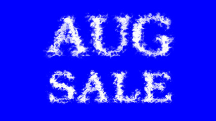 Aug Sale cloud text effect blue isolated background. animated text effect with high visual impact. letter and text effect. 