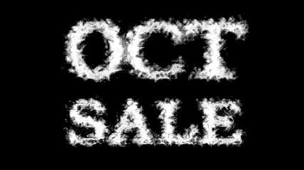 Oct Sale cloud text effect black isolated background. animated text effect with high visual impact. letter and text effect. 