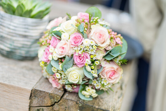 Beautiful Wedding Bouquet with Pink Flowers