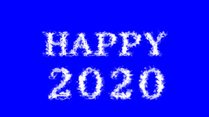 Happy 2020 cloud text effect blue isolated background. animated text effect with high visual impact. letter and text effect. 