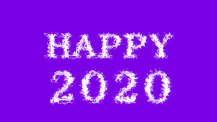 Happy 2020 cloud text effect violet isolated background. animated text effect with high visual impact. letter and text effect. 