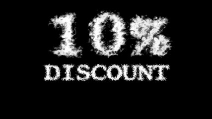 10% discount cloud text effect black isolated background. animated text effect with high visual impact. letter and text effect. 