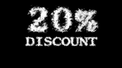 20% discount cloud text effect black isolated background. animated text effect with high visual impact. letter and text effect. 