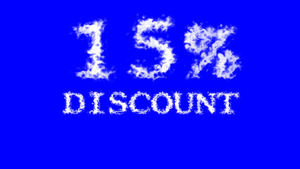 15% discount cloud text effect blue isolated background. animated text effect with high visual impact. letter and text effect. 