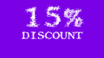 15% discount cloud text effect violet isolated background. animated text effect with high visual impact. letter and text effect. 