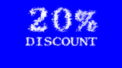 20% discount cloud text effect blue isolated background. animated text effect with high visual impact. letter and text effect. 