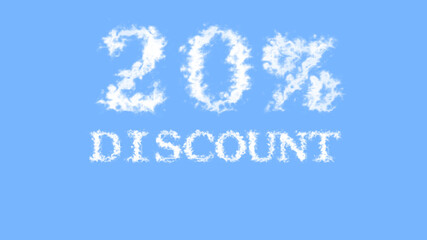20% discount cloud text effect sky isolated background. animated text effect with high visual impact. letter and text effect. 