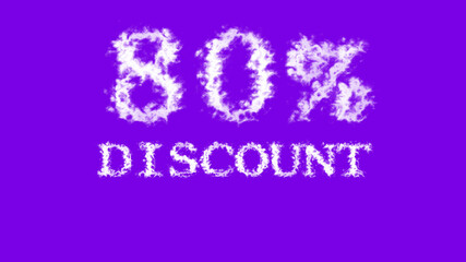 80% discount cloud text effect violet isolated background. animated text effect with high visual impact. letter and text effect. 