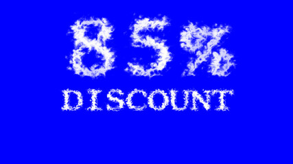 85% discount cloud text effect blue isolated background. animated text effect with high visual impact. letter and text effect. 