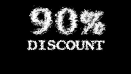 90% discount cloud text effect black isolated background. animated text effect with high visual impact. letter and text effect. 