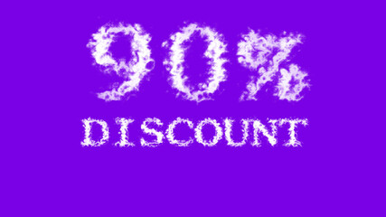90% discount cloud text effect violet isolated background. animated text effect with high visual impact. letter and text effect. 