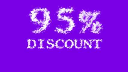 95% discount cloud text effect violet isolated background. animated text effect with high visual impact. letter and text effect. 