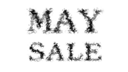 May Sale smoke text effect white isolated background. animated text effect with high visual impact. letter and text effect. 