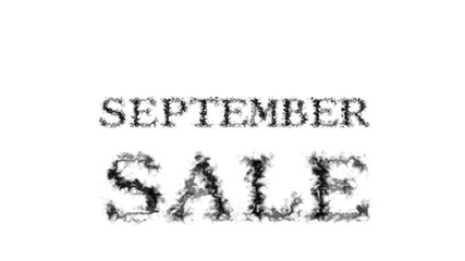 September Sale smoke text effect white isolated background. animated text effect with high visual impact. letter and text effect. 