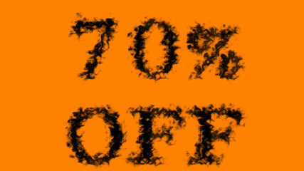 70% Off smoke text effect orange isolated background. animated text effect with high visual impact. letter and text effect. 