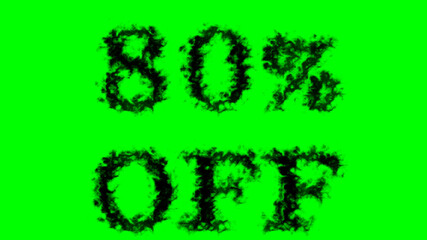 80% Off smoke text effect green isolated background. animated text effect with high visual impact. letter and text effect. 