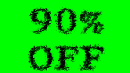 90% Off smoke text effect green isolated background. animated text effect with high visual impact. letter and text effect. 