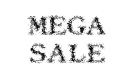 Mega Sale smoke text effect white isolated background. animated text effect with high visual impact. letter and text effect. 