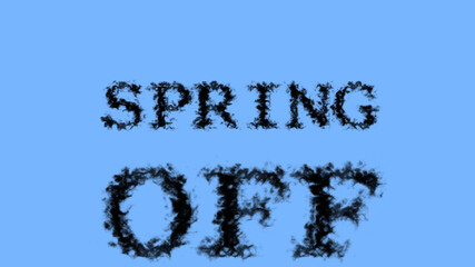Spring Off smoke text effect sky isolated background. animated text effect with high visual impact. letter and text effect. 
