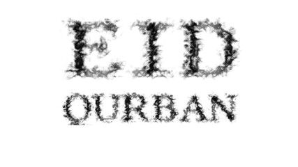 Eid Qurban smoke text effect white isolated background. animated text effect with high visual impact. letter and text effect. 
