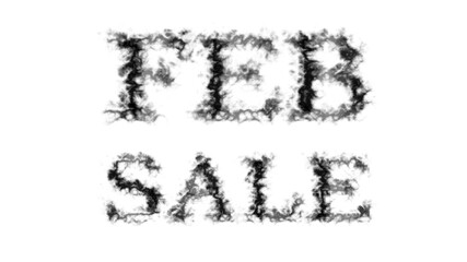 Feb Sale smoke text effect white isolated background. animated text effect with high visual impact. letter and text effect. 