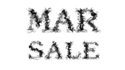Mar Sale smoke text effect white isolated background. animated text effect with high visual impact. letter and text effect. 