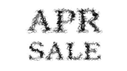 Apr Sale smoke text effect white isolated background. animated text effect with high visual impact. letter and text effect. 