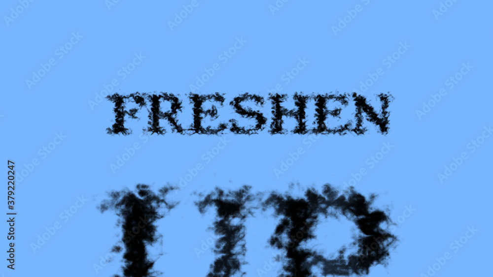 Aufkleber freshen up smoke text effect sky isolated background. animated text effect with high visual impact. 