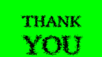 Thank You smoke text effect green isolated background. animated text effect with high visual impact. letter and text effect. 