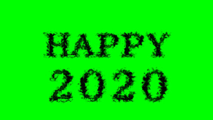 Happy 2020 smoke text effect green isolated background. animated text effect with high visual impact. letter and text effect. 