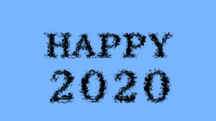Happy 2020 smoke text effect sky isolated background. animated text effect with high visual impact. letter and text effect. 