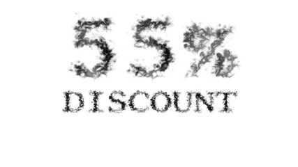 55% discount smoke text effect white isolated background. animated text effect with high visual impact. letter and text effect. 