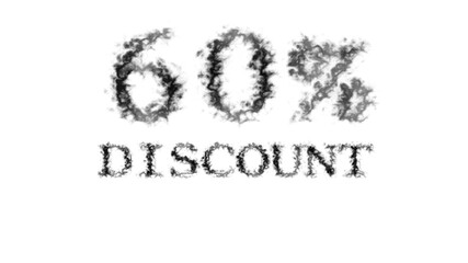 60% discount smoke text effect white isolated background. animated text effect with high visual impact. letter and text effect. 