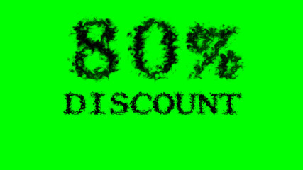 80% discount smoke text effect green isolated background. animated text effect with high visual impact. letter and text effect. 
