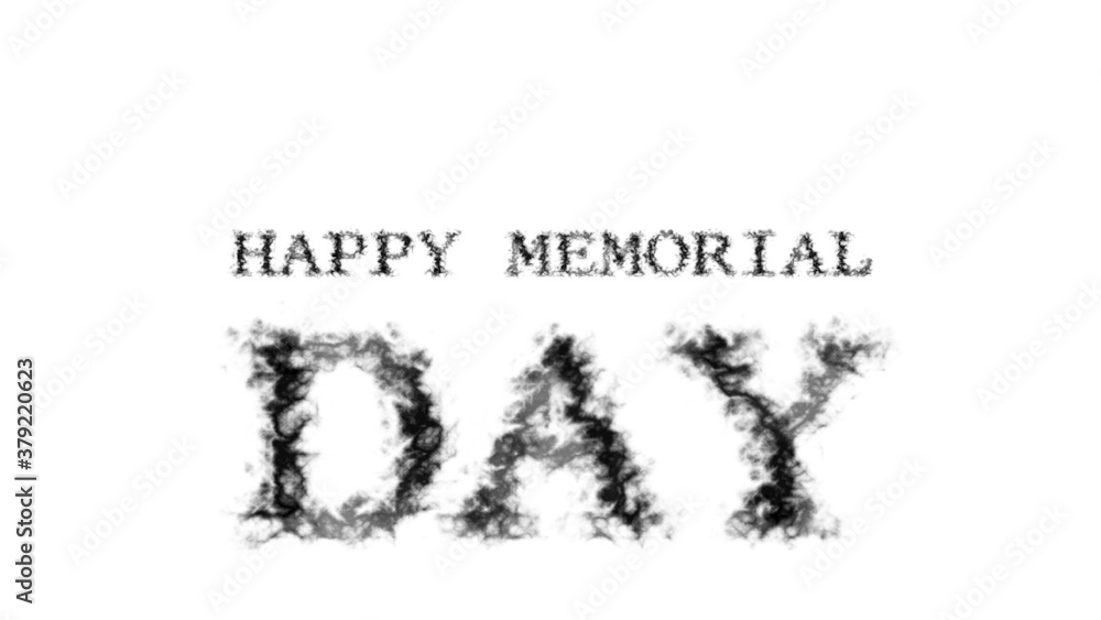 Aufkleber happy memorial day smoke text effect white isolated background. animated text effect with high visua