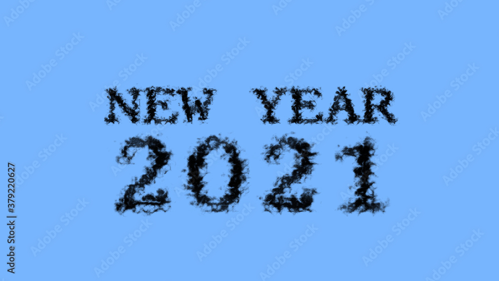 Fototapete New Year 2021 smoke text effect sky isolated background. animated text effect with high visual impact. letter and text effect. 