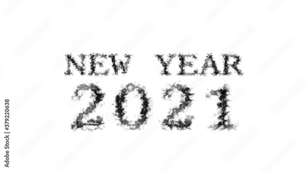 Poster new year 2021 smoke text effect white isolated background. animated text effect with high visual imp