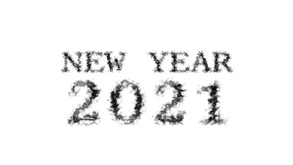 New Year 2021 smoke text effect white isolated background. animated text effect with high visual impact. letter and text effect. 