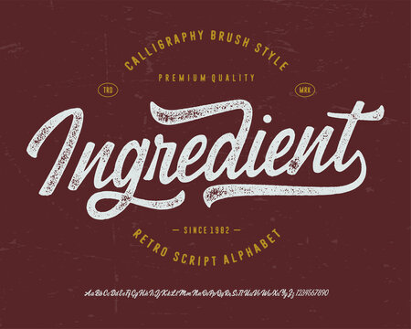 
CALLIGRAPHY SCRIPT FONT- INGREDIENT. VECTOR TYPEFACE
