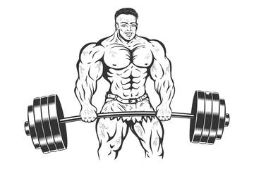 Bodybuilder with barbell.