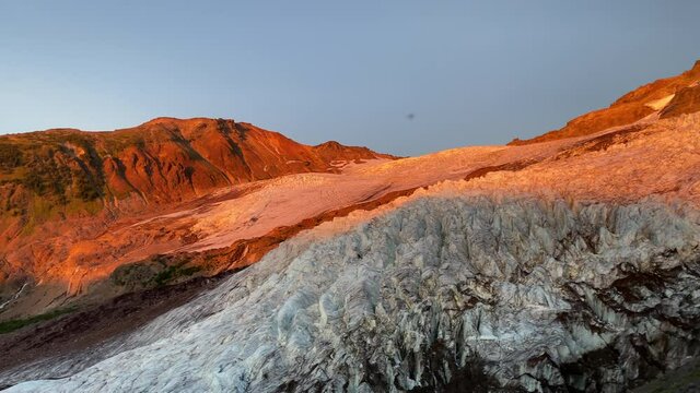 North Cascades Mount Baker in orange light one hour befor the sunset   