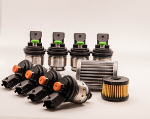 Spare parts of a car with an LPG system